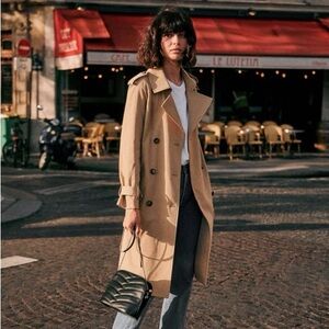 Sezane Scott Trench Coat Camel US size 2 new with tag